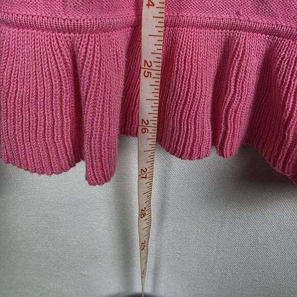 Lilly Pulitzer Pink Ruffle Cascading Kiernan Cardigan Sweater Size Medium Barbie - Picture 8 of 8